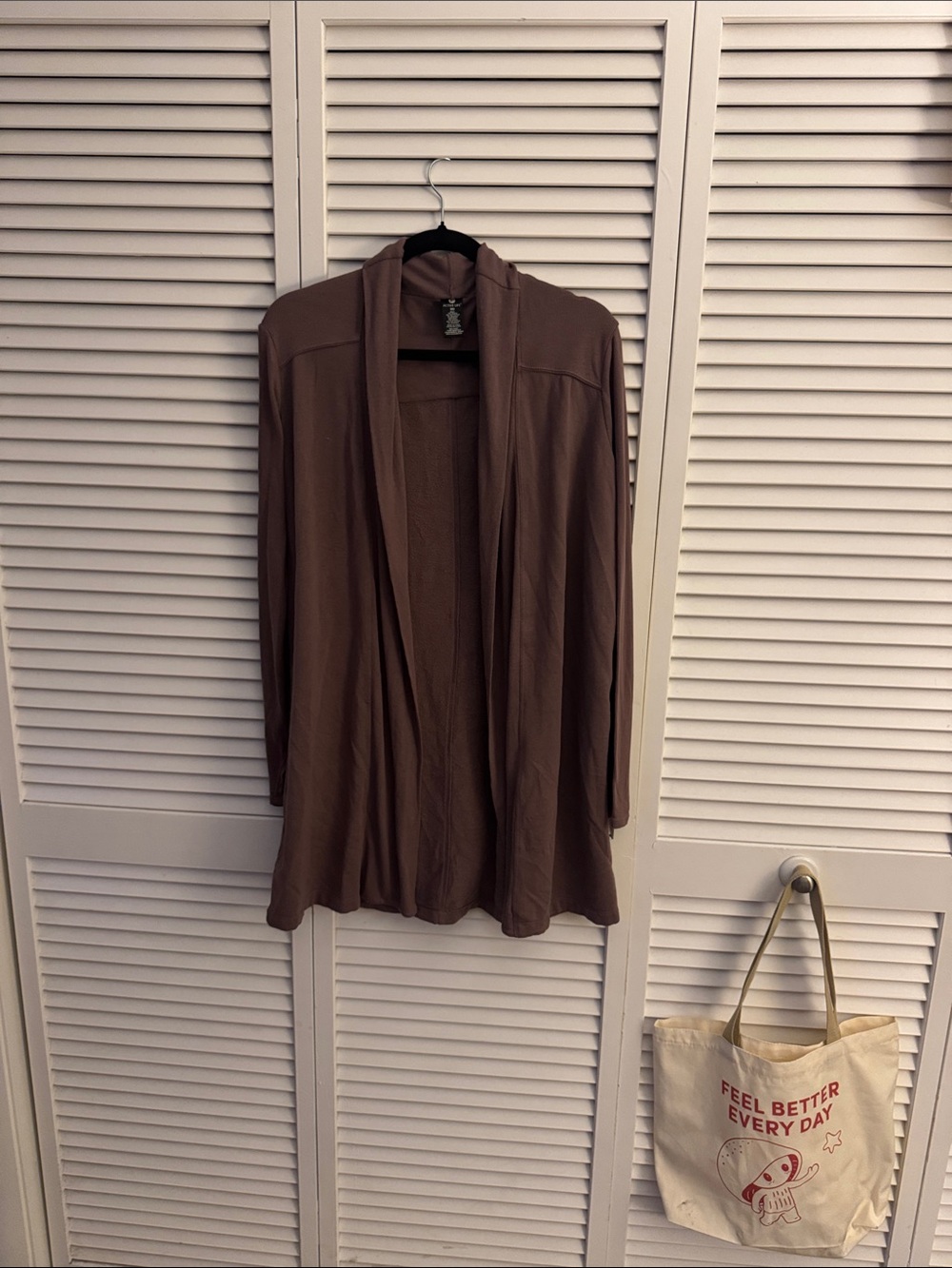 Active Life Open-Front Taupe Brown Cardigan